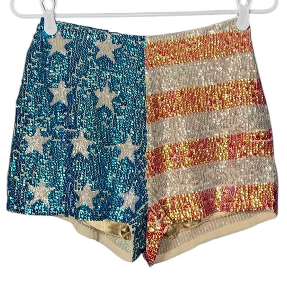 Wildfox Pants - WildFox White Label American Glitter Sequin Flag shorts